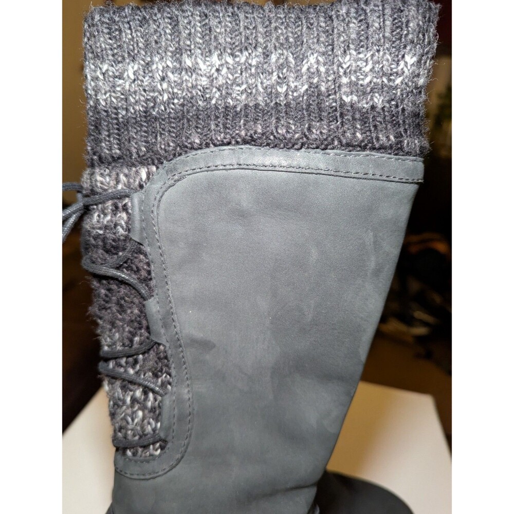 UGG Women's Skylair Tall Black Suede Leather Sheepskin Lined Wedge Boots Size 7 - Picture 5 of 11